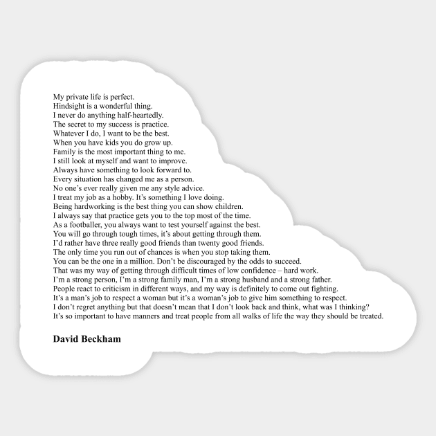 David Beckham Quotes Sticker by qqqueiru